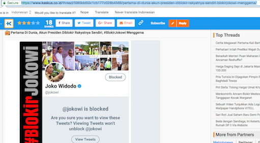 Heboh, Akun Presiden Jokowi Diblokir Netizen