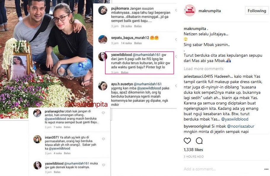 Sedang Berduka, Yasmine Wildblood Dibikin Geram Komentar Usil Netizen
