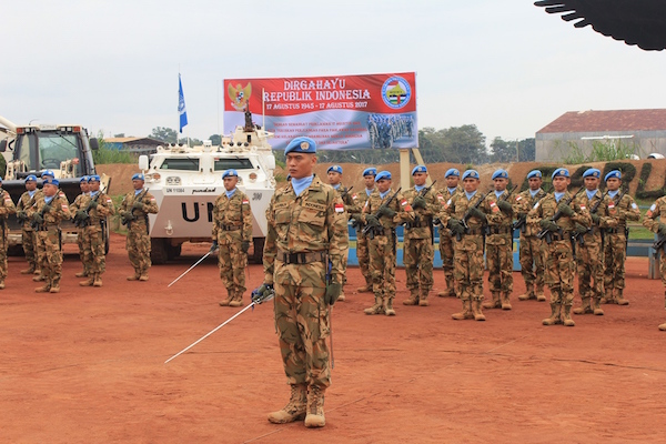 Satgas Kizi TNI Memperingati HUT RI ke-72 di Afrika Tengah