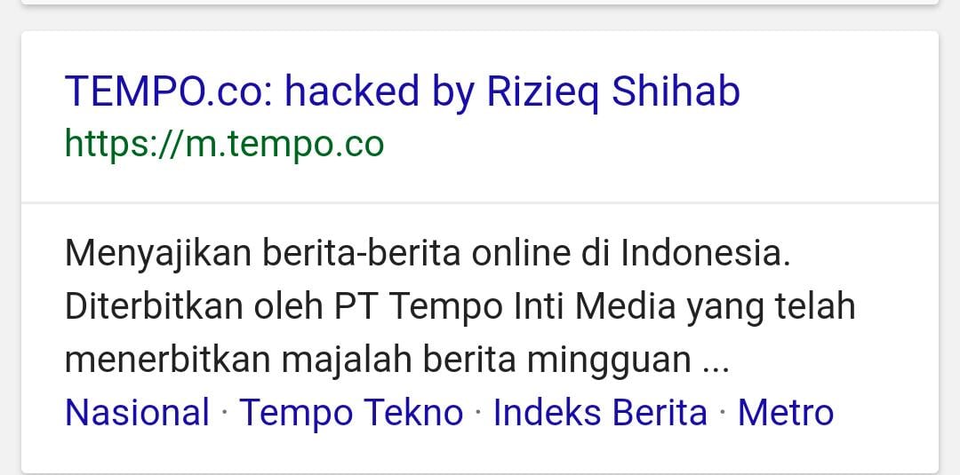 Setelah Situs PN Negara Diretas, Giliran Website Tempo Diserang