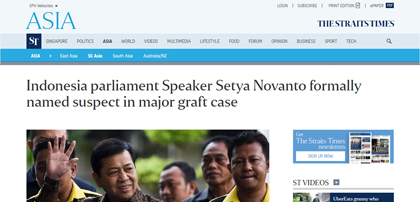 Nama Setya Novanto Menghiasi Media Luar Negeri