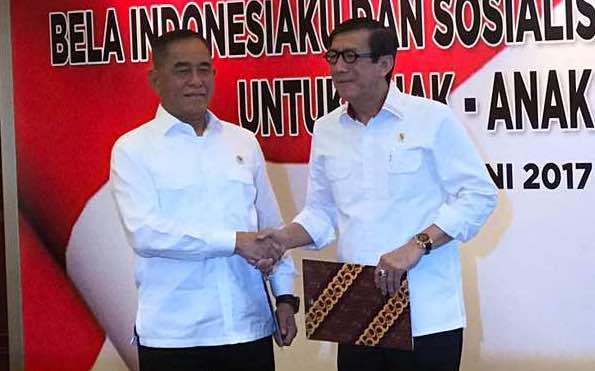 Menkumham dan Menhan Teken Nota Kerja Sama Bela Negara