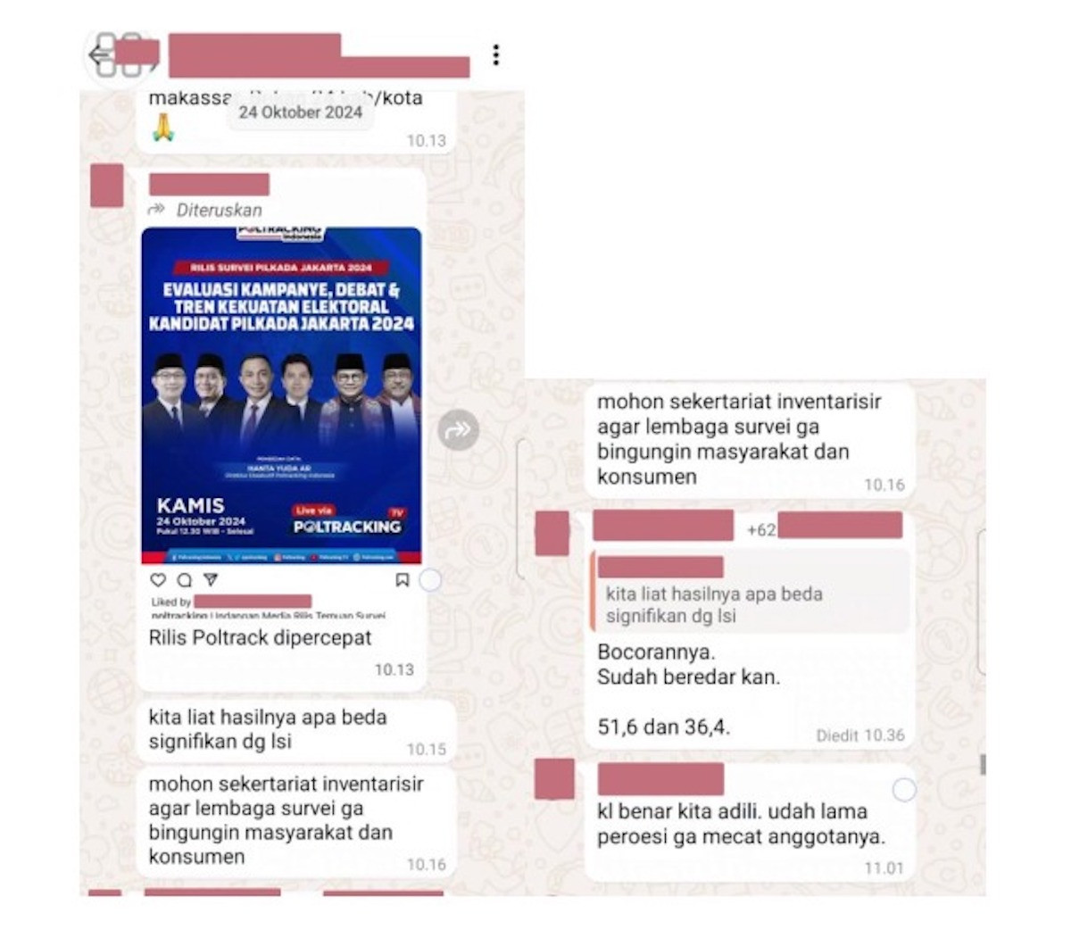 Tangkapan layar chat Dewan Etik Persepi. Dok: source for JPNN.