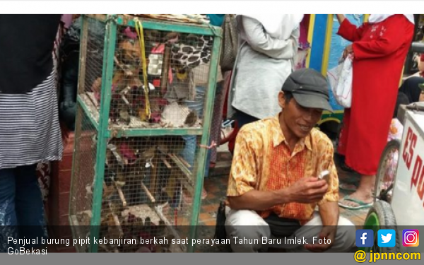 Penjual Burung  Pipit  Kecipratan Berkah Imlek Ekonomi 