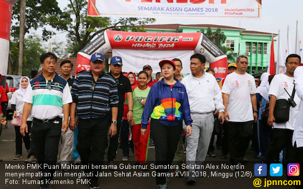 Jelang Asian Games, Menko PMK Lepas Jalan Sehat di Palembang - JPNN.COM