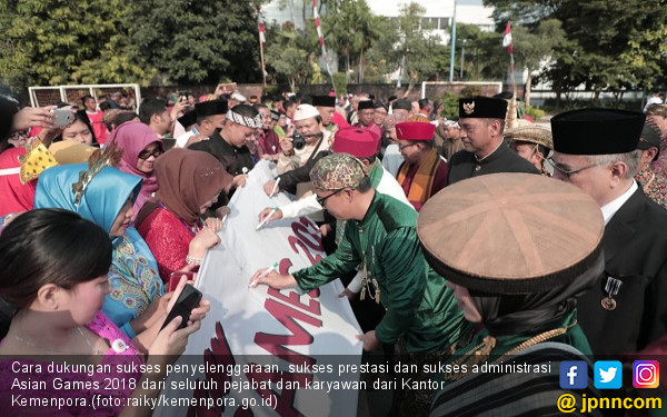 Cara Unik Karyawan Kemenpora Dukung Sukses Asian Games 2018 - JPNN.COM