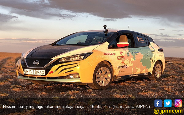 nissan leaf yang digunakan menjelajah sejauh 16 ribu km foto nissanjpnn