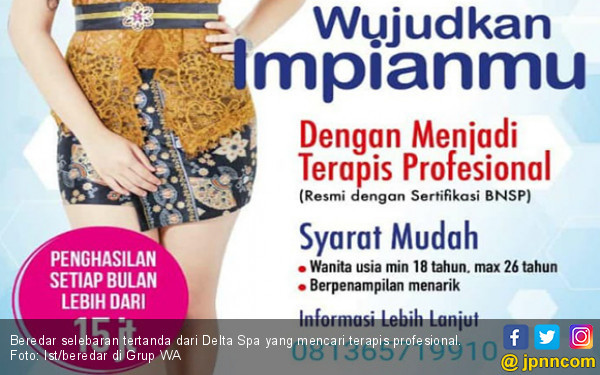 Dicari Wanita Muda Untuk Terapis Delta Spa Berpenghasilan Lebih Rp 15 Juta Per Bulan Jpnn Com