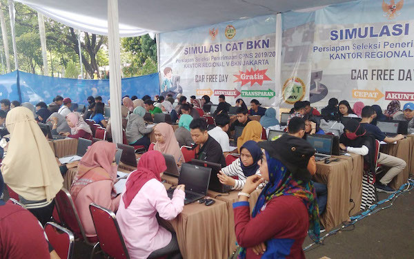 Pelamar CPNS Jakarta Antusias Ikut  Simulasi  CAT  BKN  