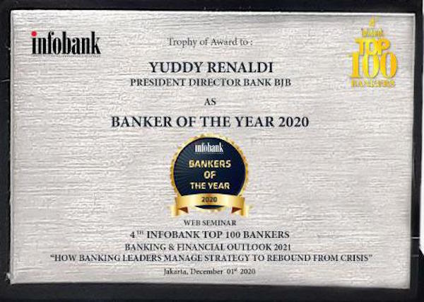 Dirut Bank BJB Yuddy Renaldi Dianugerahi Gelar Bankers of The Year 2020
