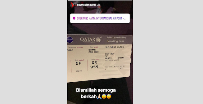 Egy Maulana Vikri Terbang ke Eropa Hari Ini