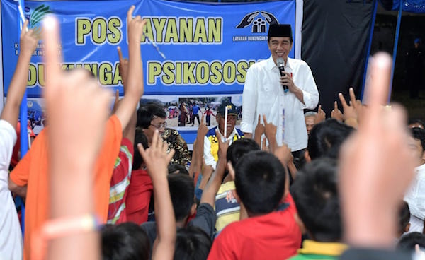 Presiden Hibur Anak-Anak Terdampak Gempa Lombok