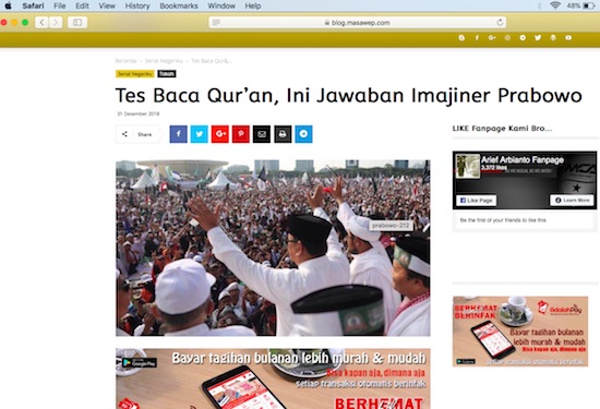 Viral Tulisan Imajiner Respons Prabowo soal Tes Baca Quran 