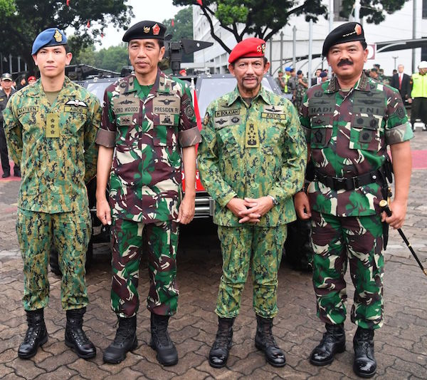 Berbaju Loreng, Jokowi - Sultan Brunei Saksikan Atraksi TNI