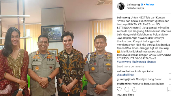 Bikin Konten Nyeleneh, Baim Wong Minta Izin ke Polisi