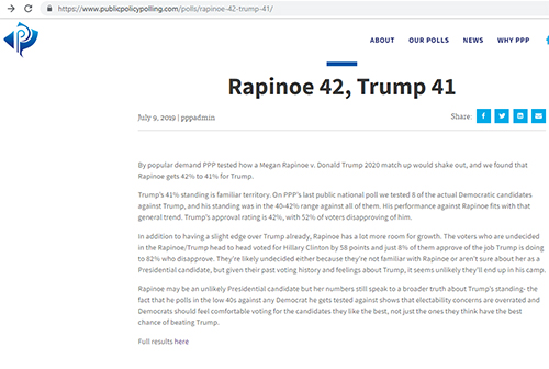 Polling Pilpres AS 2020: Megan Rapinoe 42 Persen, Donald Trump 41