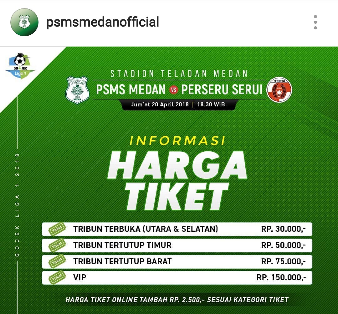 Harga Tiket Laga PSMS Medan vs Perseru Turun, Ini Rinciannya