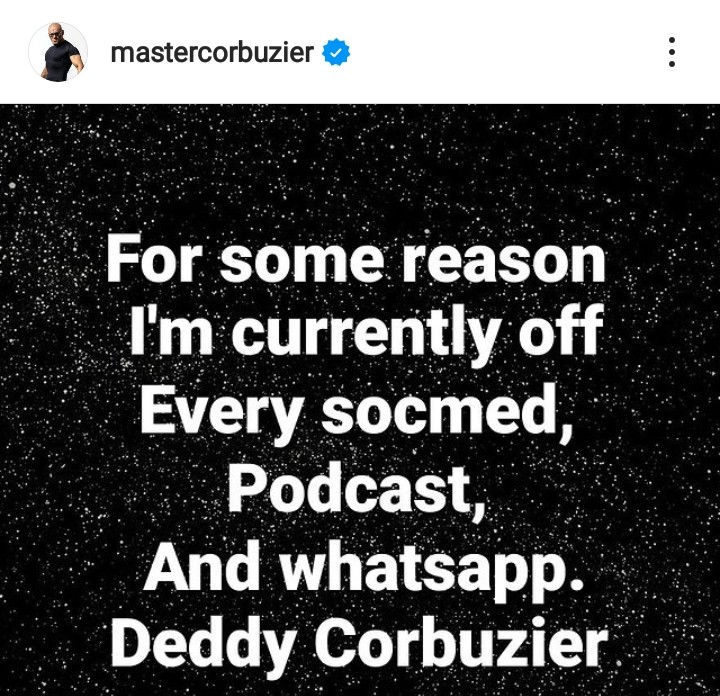 Deddy Corbuzier Sampaikan Kabar Mengejutkan