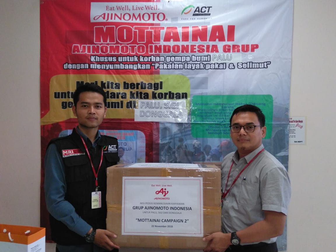 Ajinomoto Beri Bantuan untuk Korban Gempa Sulteng