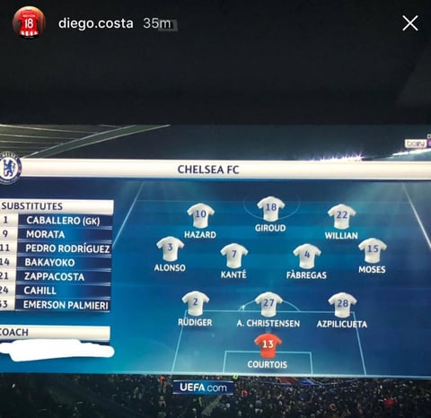 Lihat Apa yang Dicoret Diego Costa di Line-up Chelsea-Barca