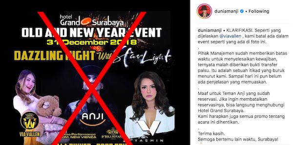 Anji Batal Isi Acara Tahun Baru di Surabaya, Ini Alasannya
