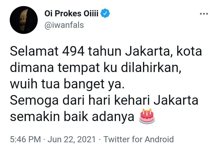 HUT ke-494 Jakarta, Ini Harapan Bang Iwan Fals