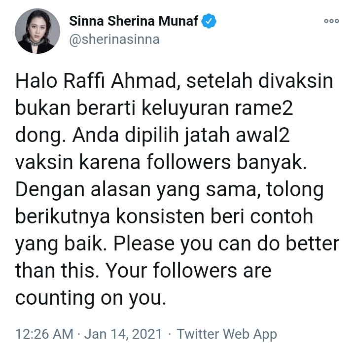 Halo Raffi Ahmad, Ada Pesan Nih dari Sherina Munaf, Penting