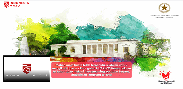 Istana Buka Pendaftaran Upacara Virtual HUT RI