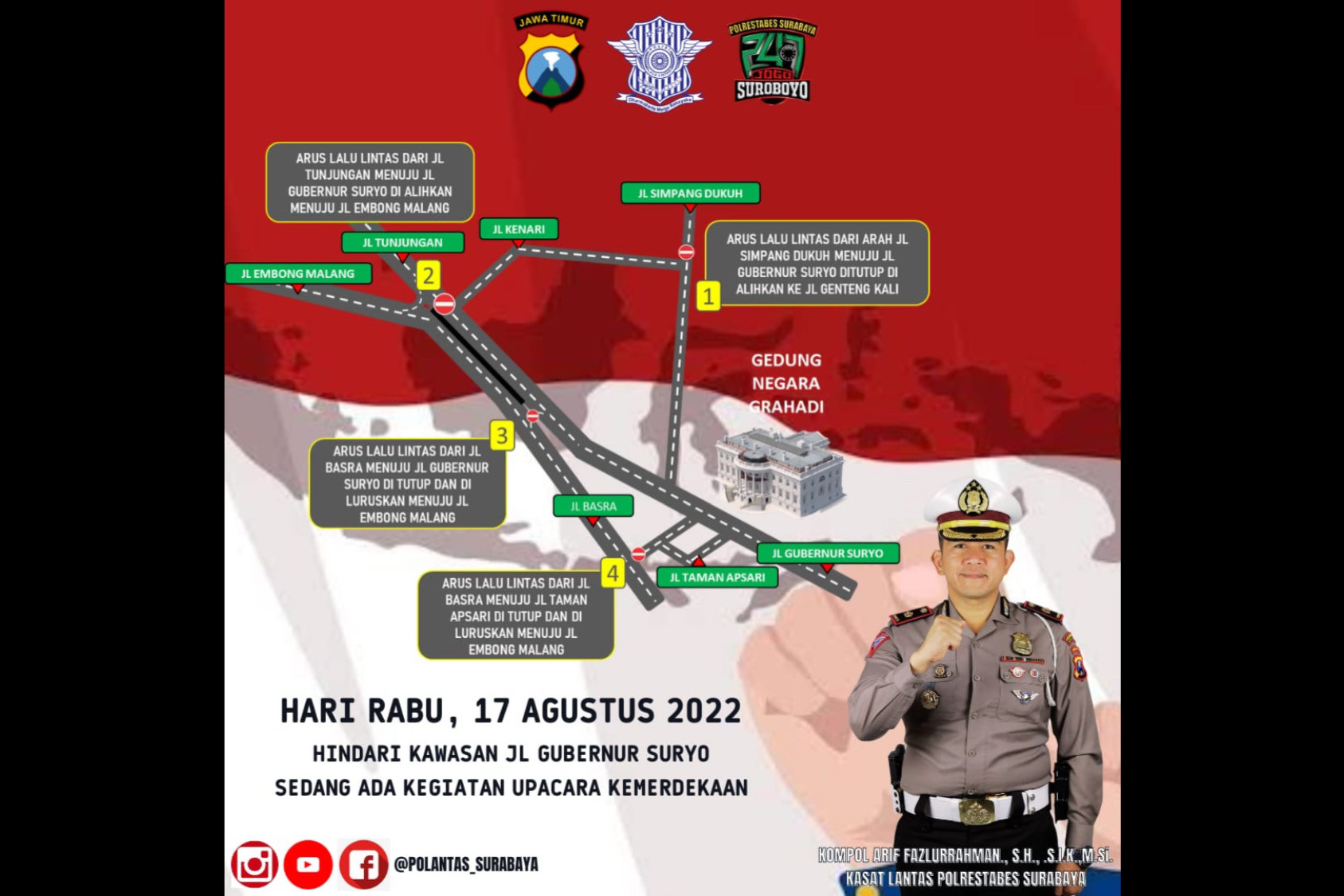 Besok, Jalan Gubernur Suryo Surabaya Bakal Ditutup, Ini Pengalihan Arus Lalu Lintasnya - JPNN.com Jatim